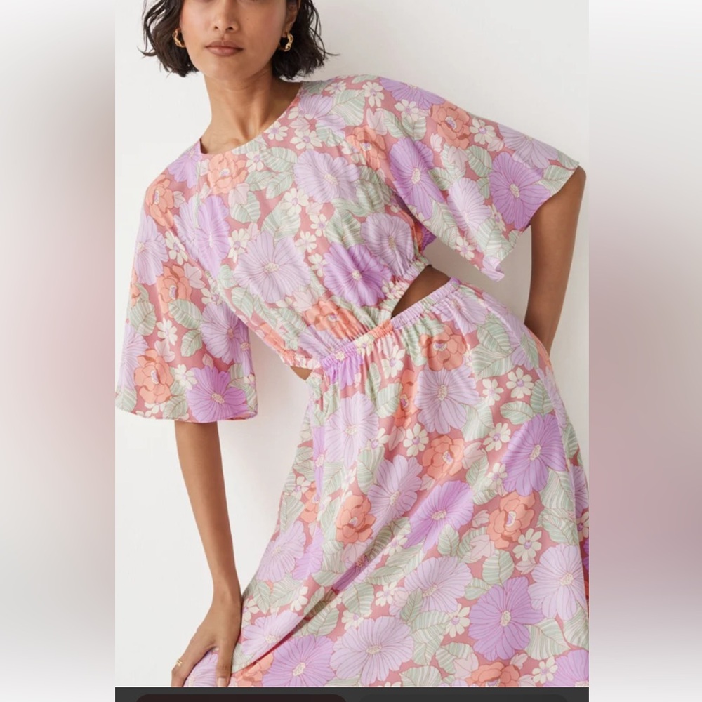 & Other Stories Floral Vintage Vibes Midi Dress Size 4